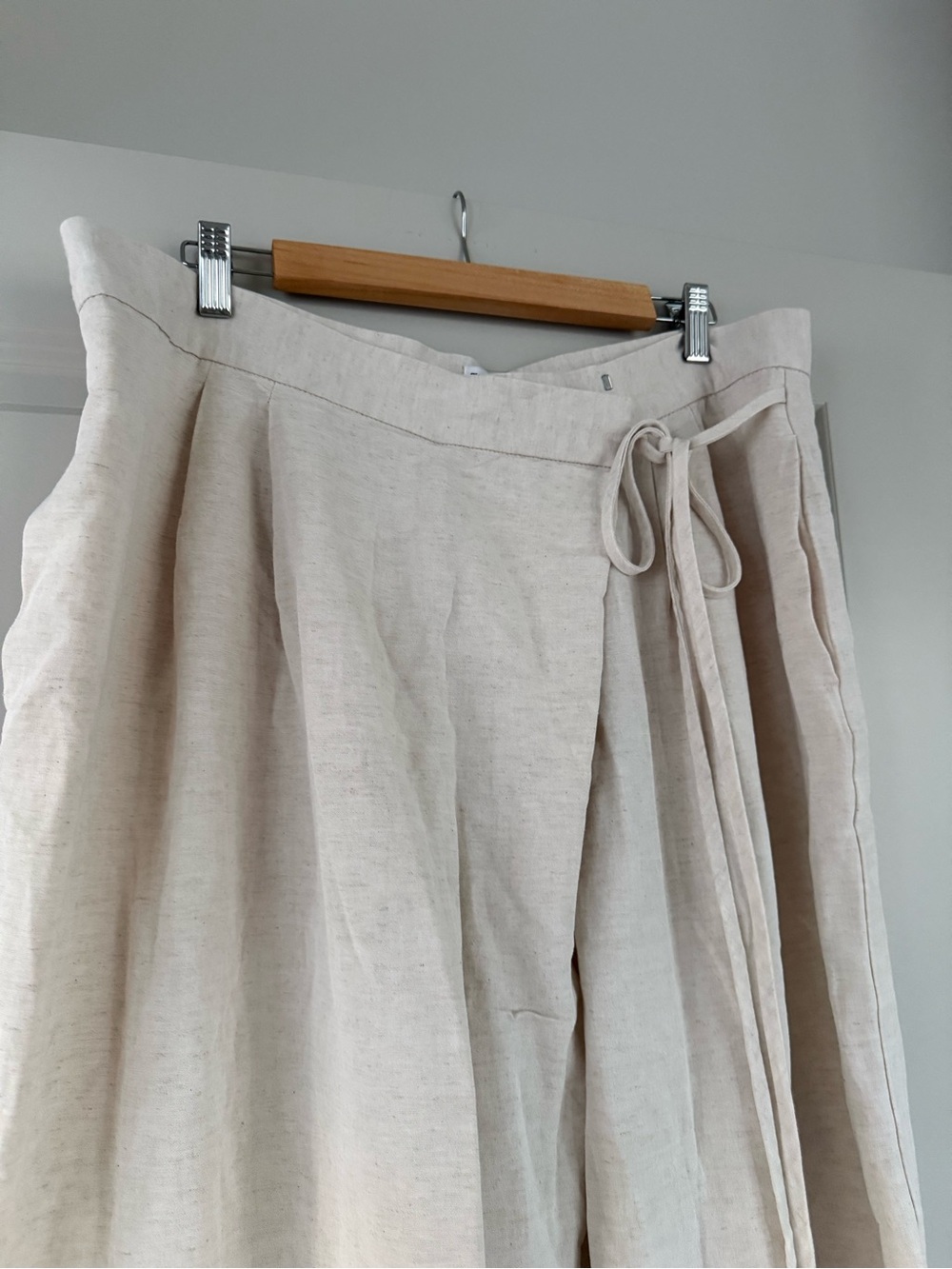 Asos Women's Linen Blend Wrap pants in Natural Beige